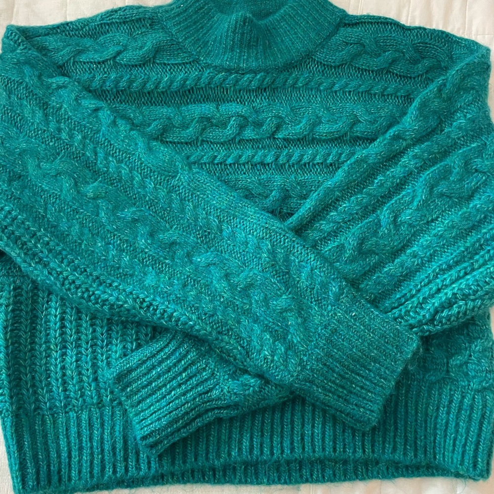Abercrombie & Fitch Teal Cable Knit Sweater